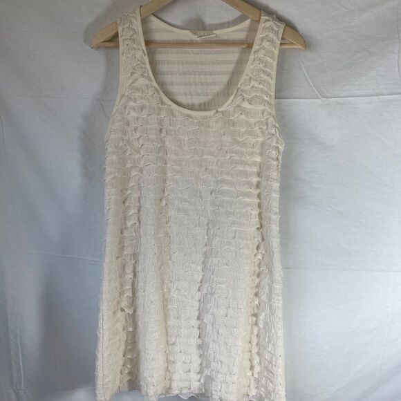 Free People Ivory Horizontal Ruffle Mini Dress Sz M - Picture 2 of 9